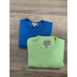LOT OF 2 J. Crew Cashmere Classic Fit Blue Women Medium Sweater Classic Green